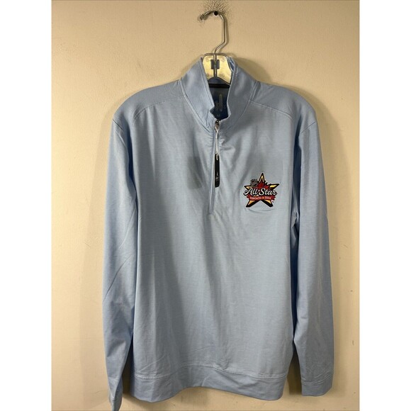 JOHNNIE-O VAUGHN Pullover 1/4 Zip IN Golf Blue M NWT $118 NHL All Star Logo